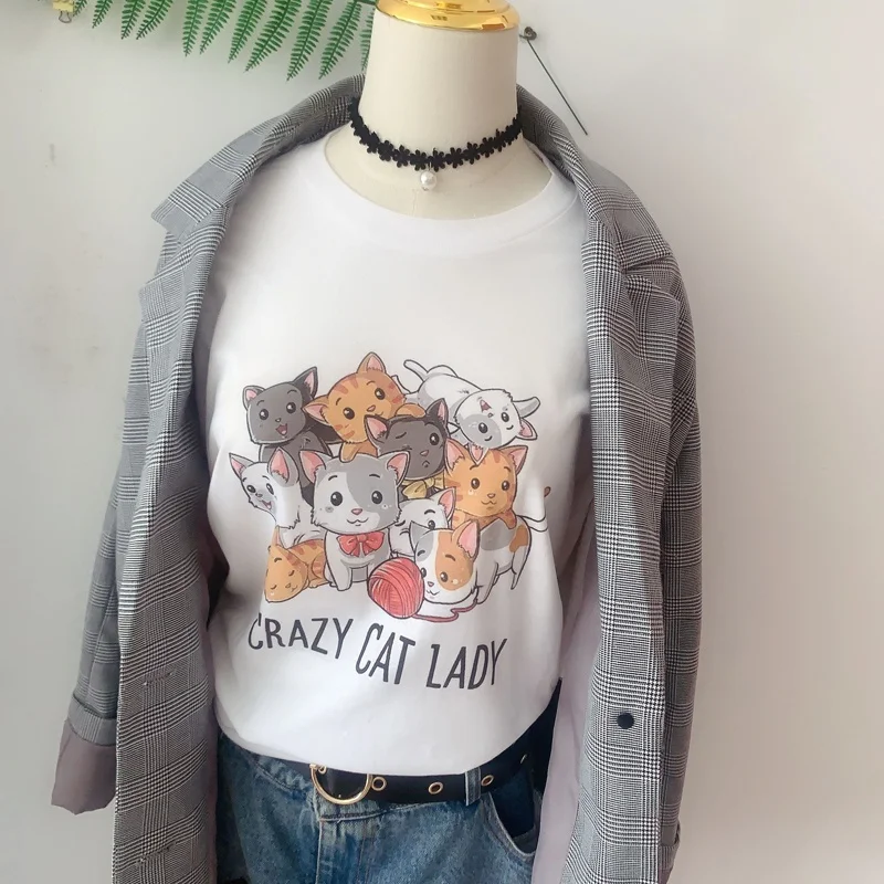 

VIP HJN Many Cat Crazy Cat Lady Women's T-Shirt Hipsters Cute Witch Shirt Funny Tee For Cat Lovers