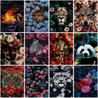 Алмазная 5D картина сделай сам с животными в цветах, полноразмерная Мозаика из смолы круглой и квадратной формы, вышивка крестиком с животными, Наборы для творчества