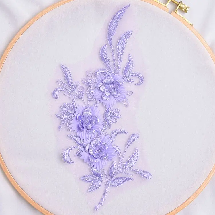 Новое поступление 3D Цветочная вышивка аппликация воротник кружевная отделка