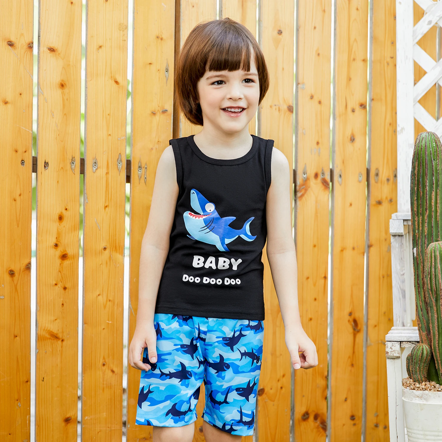 Комплект из майки и шорт с принтом в виде акулы для малышей/малышей - купить по