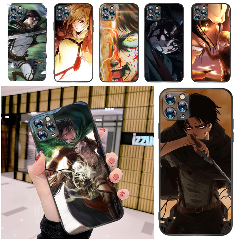 

Attack On Titan Eren Jager Mikasa Ackerman Armin Arlert Levi Phone Case For iPhone 12 Pro MAX Mini SE 2020 Soft TPU Funda Coque