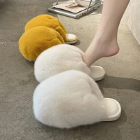 home plush slippers for women winter warm furry indoor soft slides fashion faux fur women slipper slides comfortable flat shoes