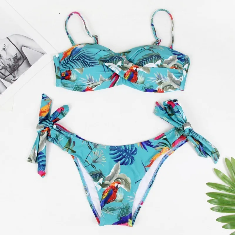 

Print Yellow Bathing Suit Large Swimsuits Women Bikini With Push Up Plus Size Swimwear Girl Beach Wear Female Bandage Biquinis