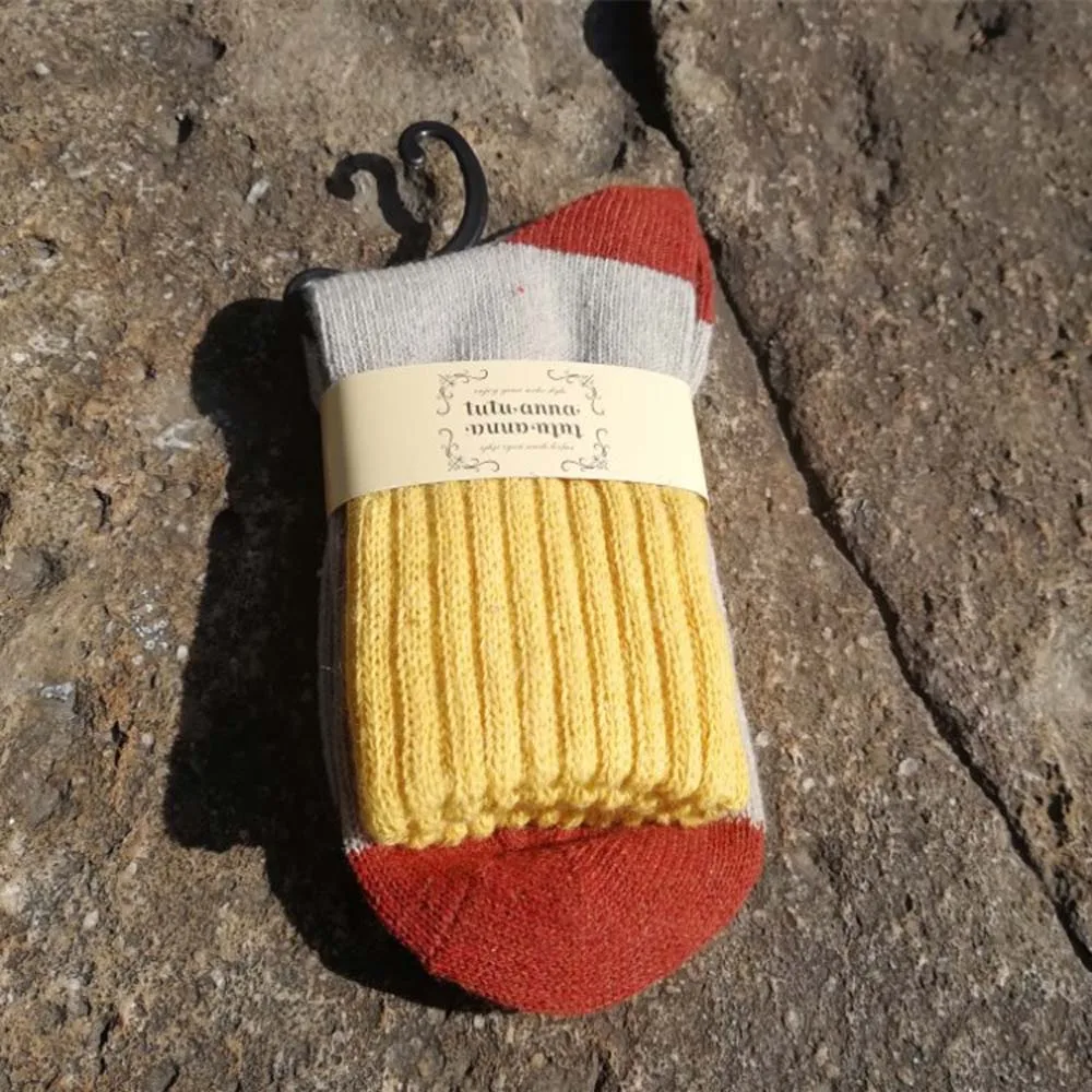 Ретро утолщенные женские носки зимние теплые кроличья шерсть смешанные