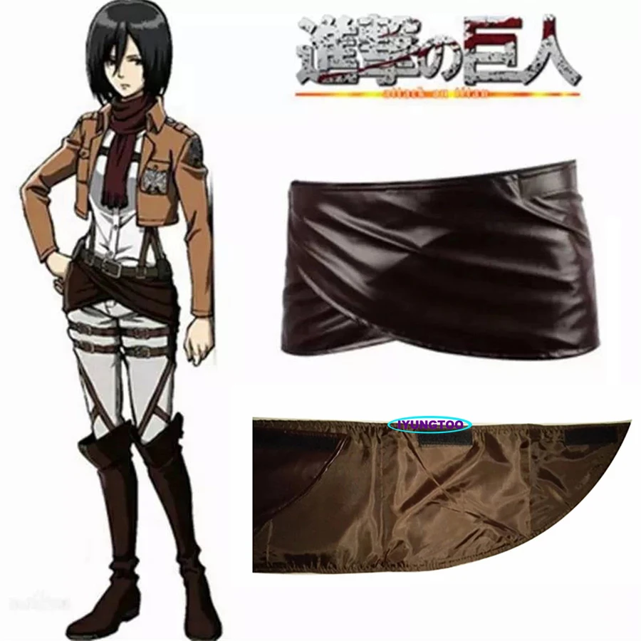 

Anime Attack On Titan Shingeki no Kyojin Cosplay Costume Scouting Legion Recon Corps PU Leather Apron Belt Skirt Halloween Party