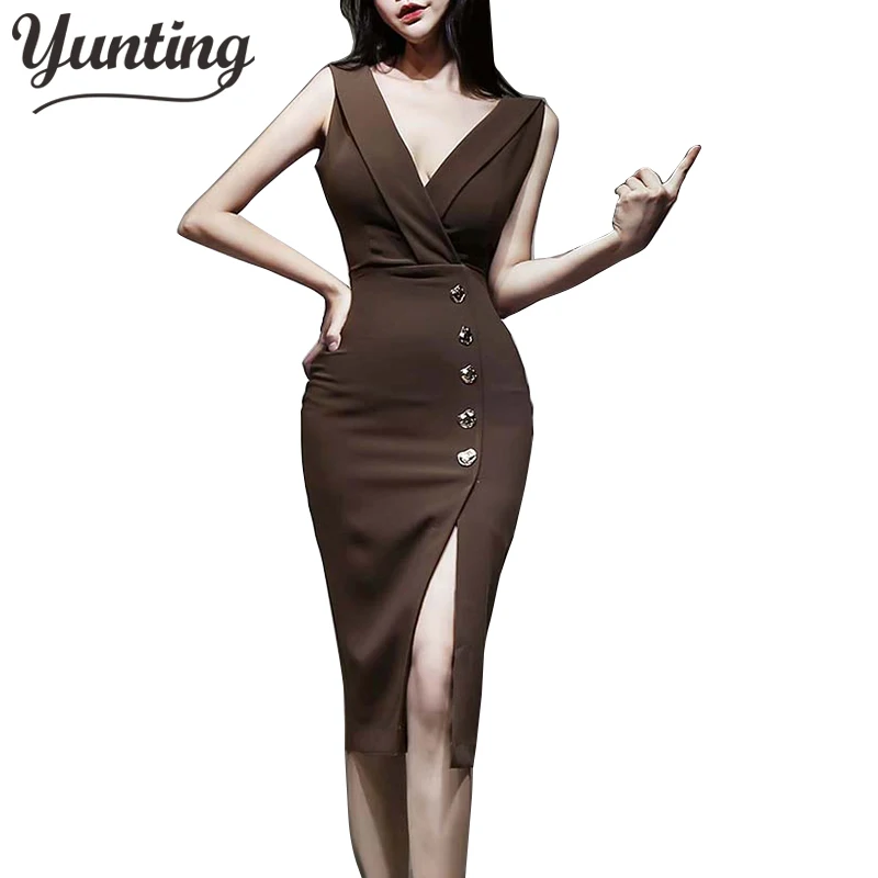 

Женское облегающее платье без рукавов, модельвечерние праздничное платье знаменитости с глубоким V-образным вырезом, лето 2021