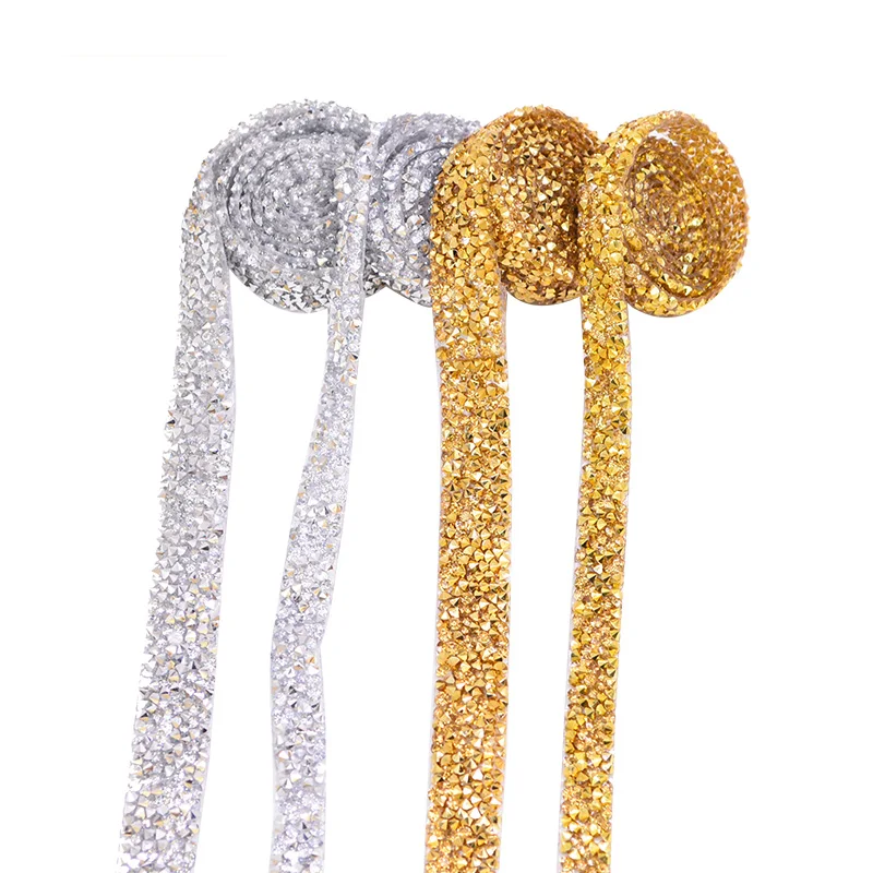 

1yard 1/1.5/2/3cm Sewing Crystal Motif Hot Fix Rhinestone Tape Applicator Ribbon Trims Wedding Party DIY Crafts Rhinestones Lace