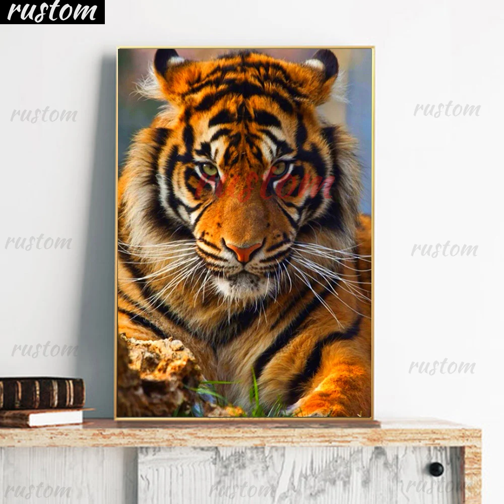 

Rustom Drill Diamond Painting Tiger Cross Stitch Diamond Embroidery Animal Mosaic Picture Of Rhinestones Home Decor