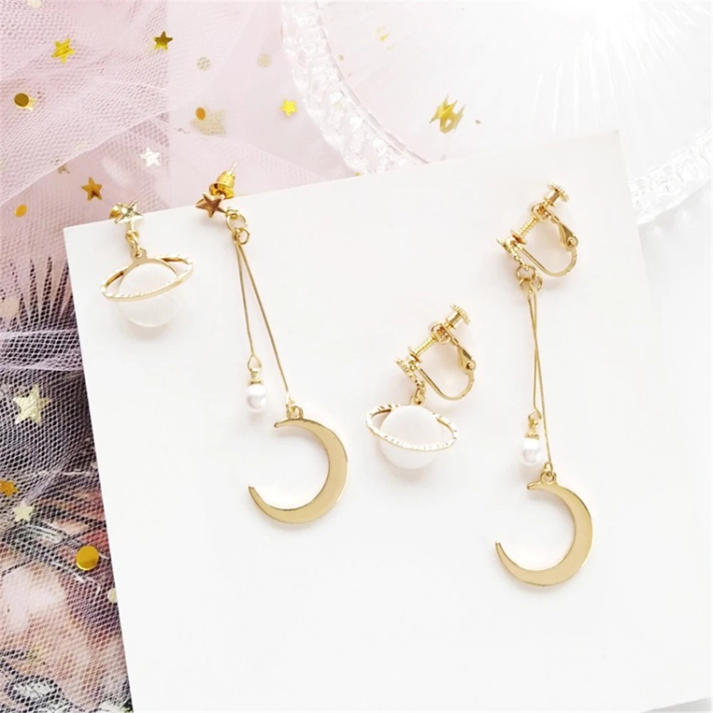 Ruanme han edition креативные эстетические асимметричные серьги в виде галактики Луны