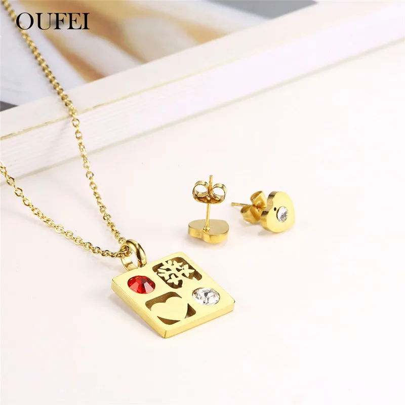 Ювелирные наборы OUFEI из нержавеющей стали золотистого цвета этническое ожерелье