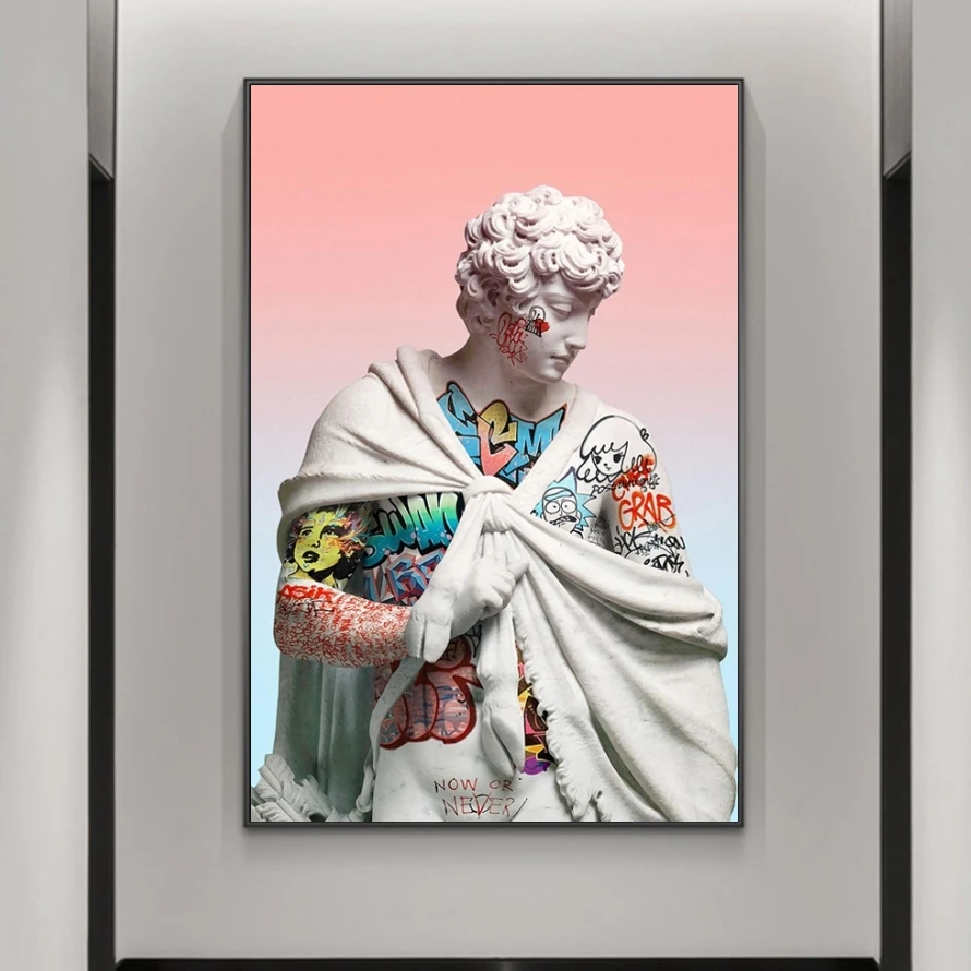 Граффити искусство Vaporwave скульптура Давида Портрет холст художественные картины