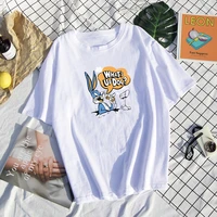 100 cotton harajuku funny rabbit print tshirt hip hop fashion summer all match clothes oversize hip hop kpop o neck streetwear