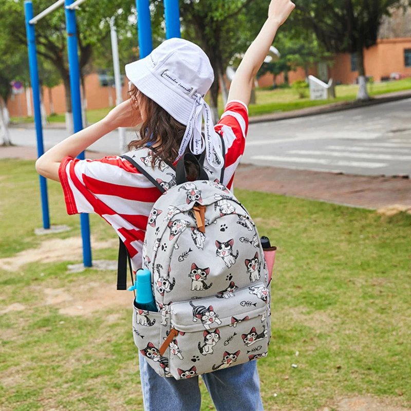 

Waterproof Cat Printing Backpack Women School Students Back Pack Female Laptop Cute Book Bag for Girls School Bags For Teenage
