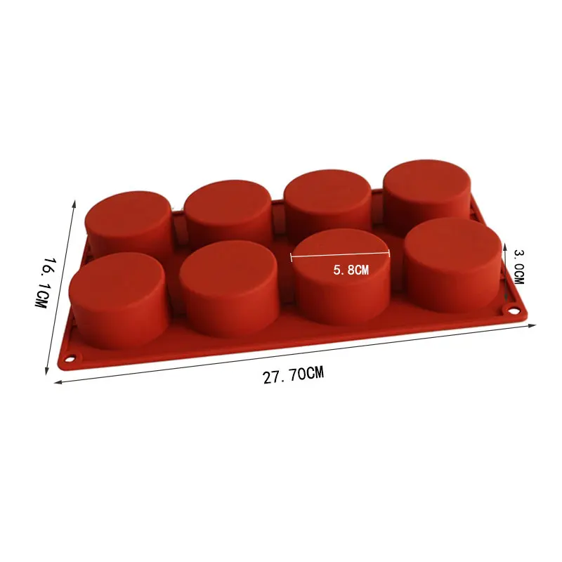 8 полости цилиндрической формы силиконовые чашки торт форма для шоколада муссов