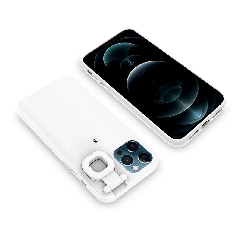 

Light Selfie Case For IPhone 12 11 Pro Max 12Pro 11 Luminous Square Ring LED Light Glow Cover Taking Photo Capa phone cases