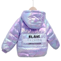 childrens down cotton jacket winter 2021 new fashion bright surface coat baby boys girls hooded warm clothing outerwear 3 8y