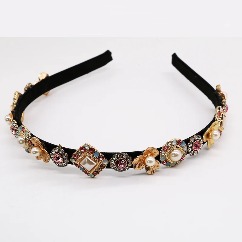 gold Модный дизайнерский Шарм металлический кристалл барокко Hairband простой тиара ажурный головной убор для женщин Свадебные аксессуары для волос ювелирные изделия Вечерние - Окраска металла: gold