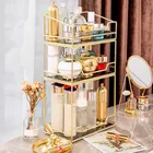 Вращающаяся настольная коробка для хранения в скандинавском стиле для ванной комнаты, женский туалетный столик, отделочная стойка, органайзер для макияжа, 3 уровня