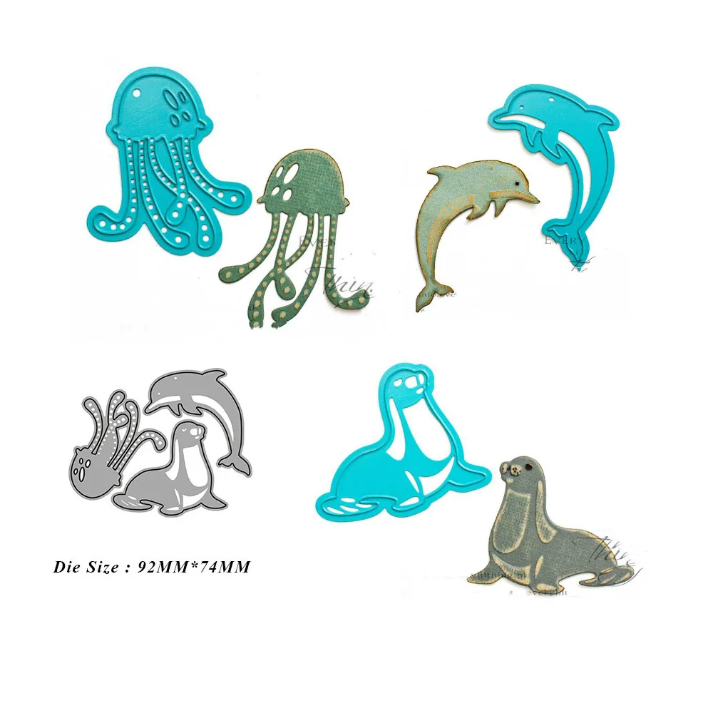 

Dolphin Seal Octopus Metal Cutting Dies Stencil Template For DIY Scrapbooking Embossing Paper Cards Album Making Craft Diecut