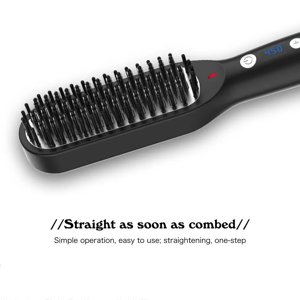 

Enhanced Hair Straightener Heat Brush Ceramic Ionic Straightening Brush Hot Comb With Anti-scald Feature
