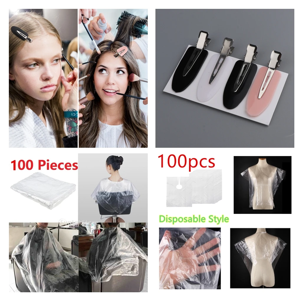 

200Pcs Disposable Hair Cutting Cape Unisex Barber Capes 2 Size +8x Hair Clips