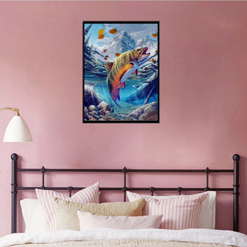 DIY Алмазная картина Карп и цветок полная дрель мозаика рыба вышивка крестиком