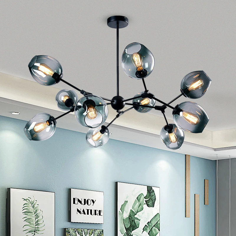 

Современная стеклянная люстра, Потолочный подвесной светильник для гостиной, спальни, шариковый декор, домашнее комнатное освещение для ку...