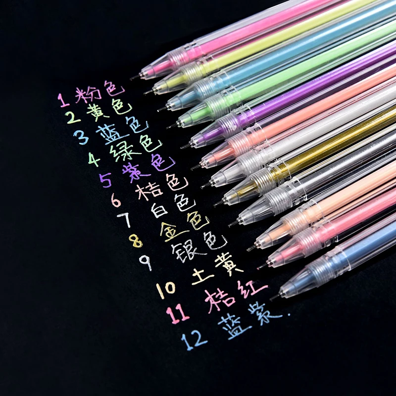 

12Pcs/Set Colorful Gel Pens 0.6mm Canetas Gel Use For Journal Stationery Material Escolar Gel Pen Cute Pen Korean Stationery