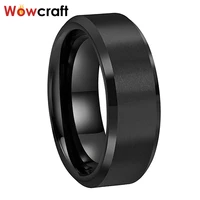 6mm 8mm black tungsten wedding bands for men women jewelry rings matte finish beveled edges comfort fit free inside engraving