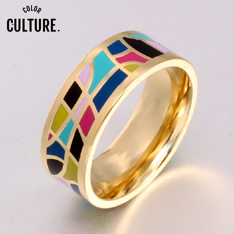 Женское Винтажное кольцо с эмалью Роскошное дизайнерское шириной 0 8 см винтажное