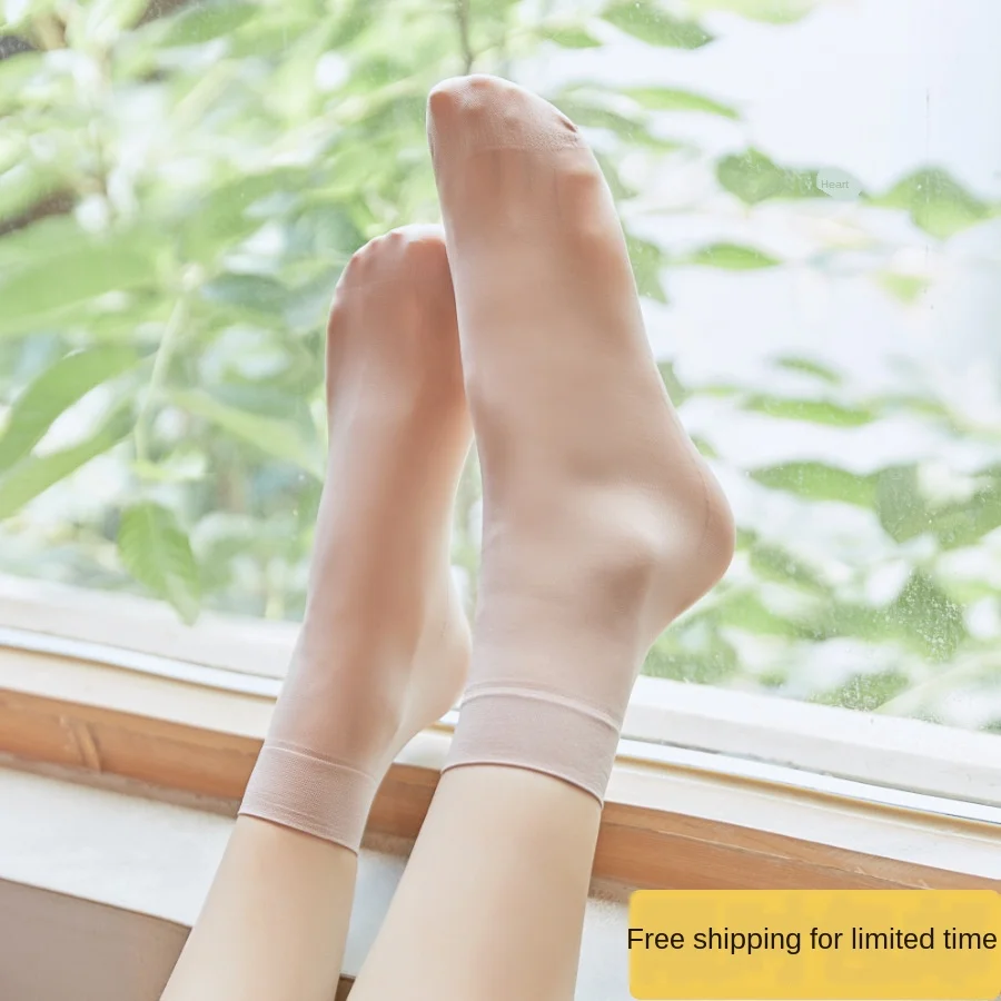 

4 pairs Summer Skin Silk Socks Women Short Female Anti-hook Invisible Thin Elastic Stealth Mesh Socks Black