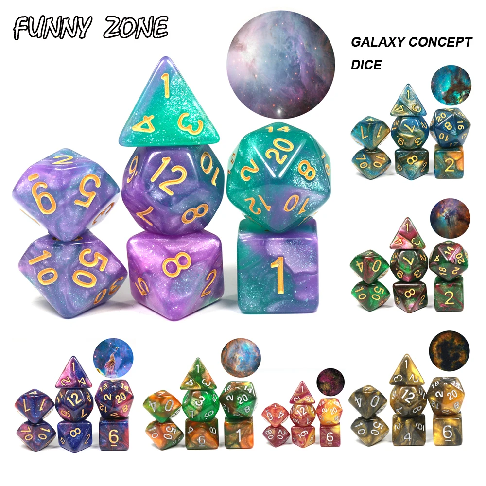 Набор многогранных игральных костей Starry Sky 7 Die Series D20 D12 D10 D8 D6 D4 игральные кости DND