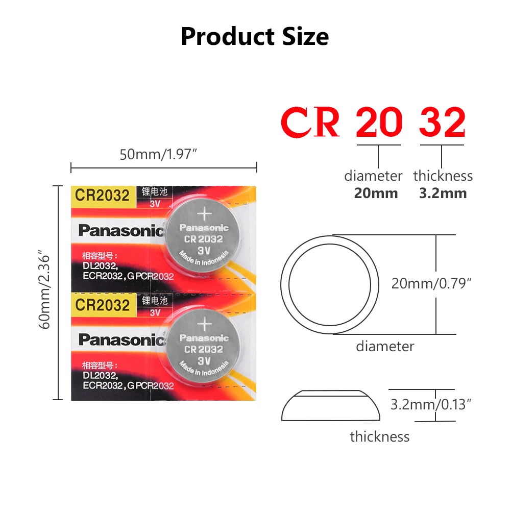 Литиевая батарейка PANASONIC CR2032 CR 2032 2 шт. ECR2032 KCR2032 BR2032 KL2032 батарейки для часов на