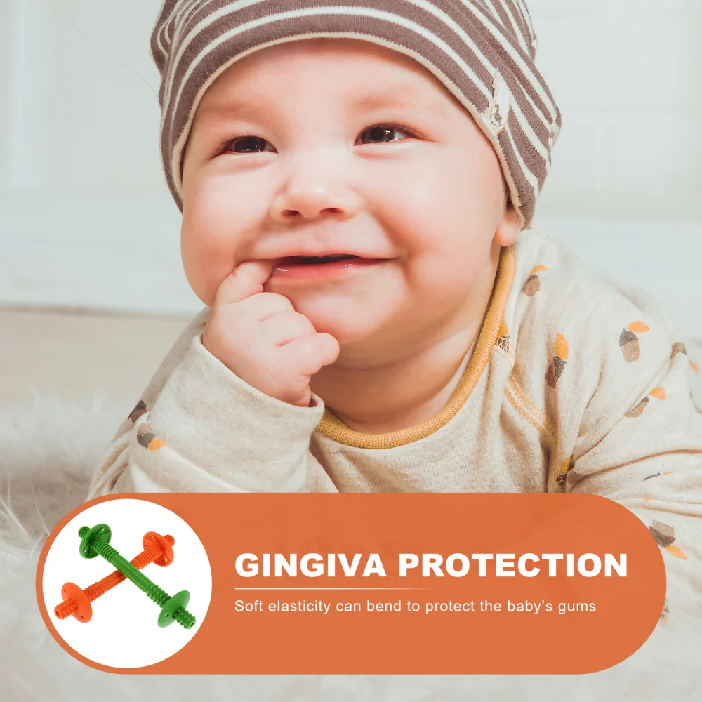 

2Pcs Silicone Rods with Cleaning Brush for Reliving Gum Pain