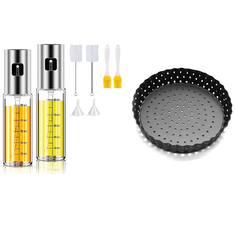 

Металлические антипригарные перфорированные кастрюли для пиццы 5 дюймов и распылитель оливкового масла для приготовления пищи, многоразов...