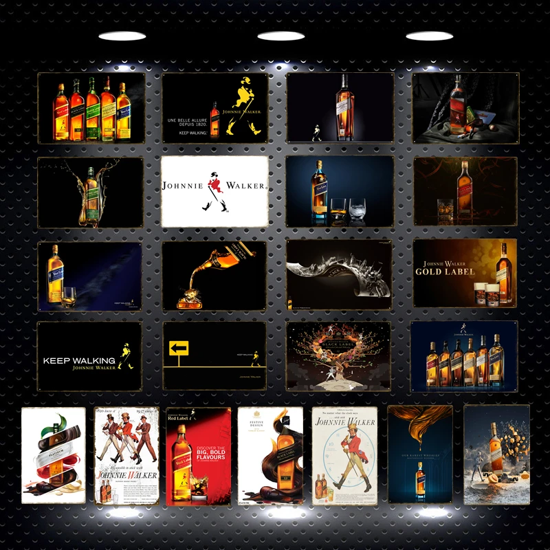 

Keep Walking Johnnie Walker Whiskey Beer Metal Tin Signs Red Bule Gold Label Wine Wall Poster Bar Pub Party Home Decor YN189