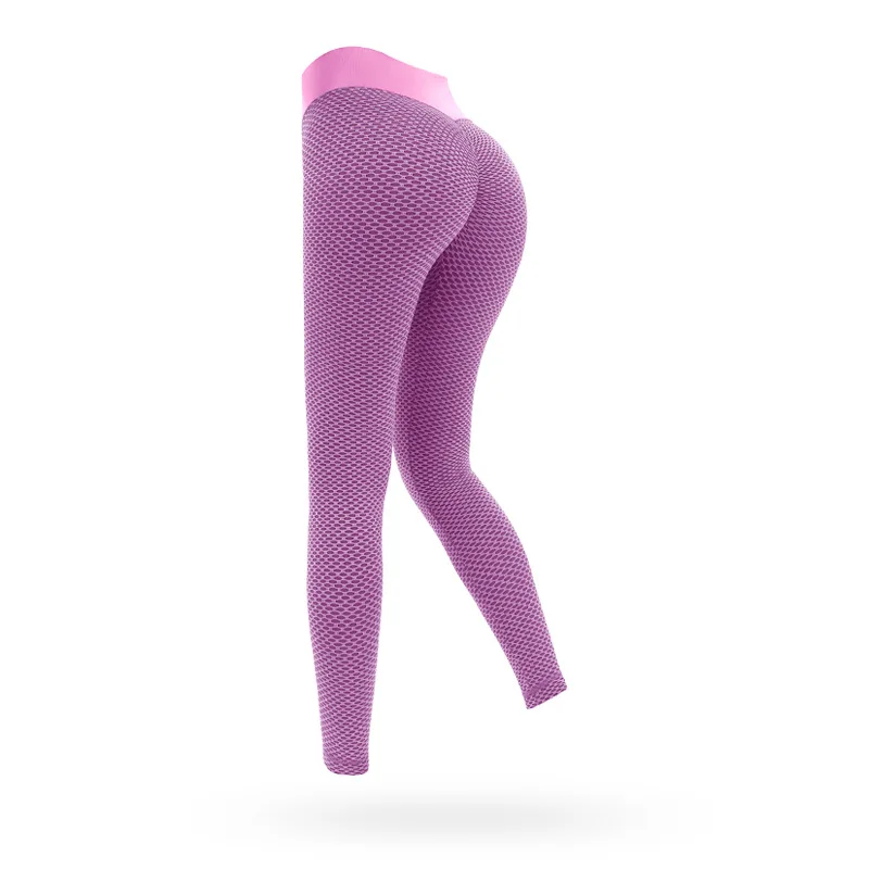 

2021 New Fashion Honeycomb Yoga Pants Sexy Peach Hip High Waist Women's Knitting Breathable Sports Fitness Tights Hip Pants