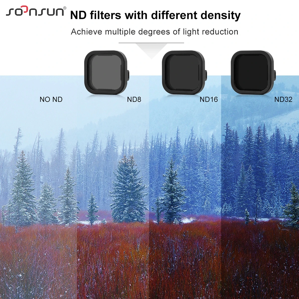 Фильтр SOONSUN CPL ND8 ND16 ND32 для GoPro Hero 10 9 черный красный цветной фильтр комплект Go Pro Nd