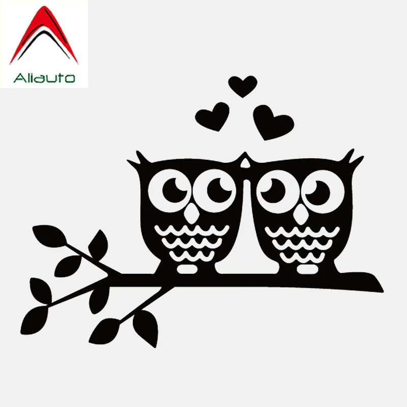 

Aliauto High Quality Lovely Owls Couple Vinyl Car Sticker Cartoon Waterproof Decals Decoration Accessories Black/Silver,12cm*9cm