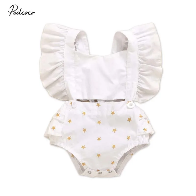 2020 Детская летняя одежда для новорожденных девочек с принтом звезд комбинезон