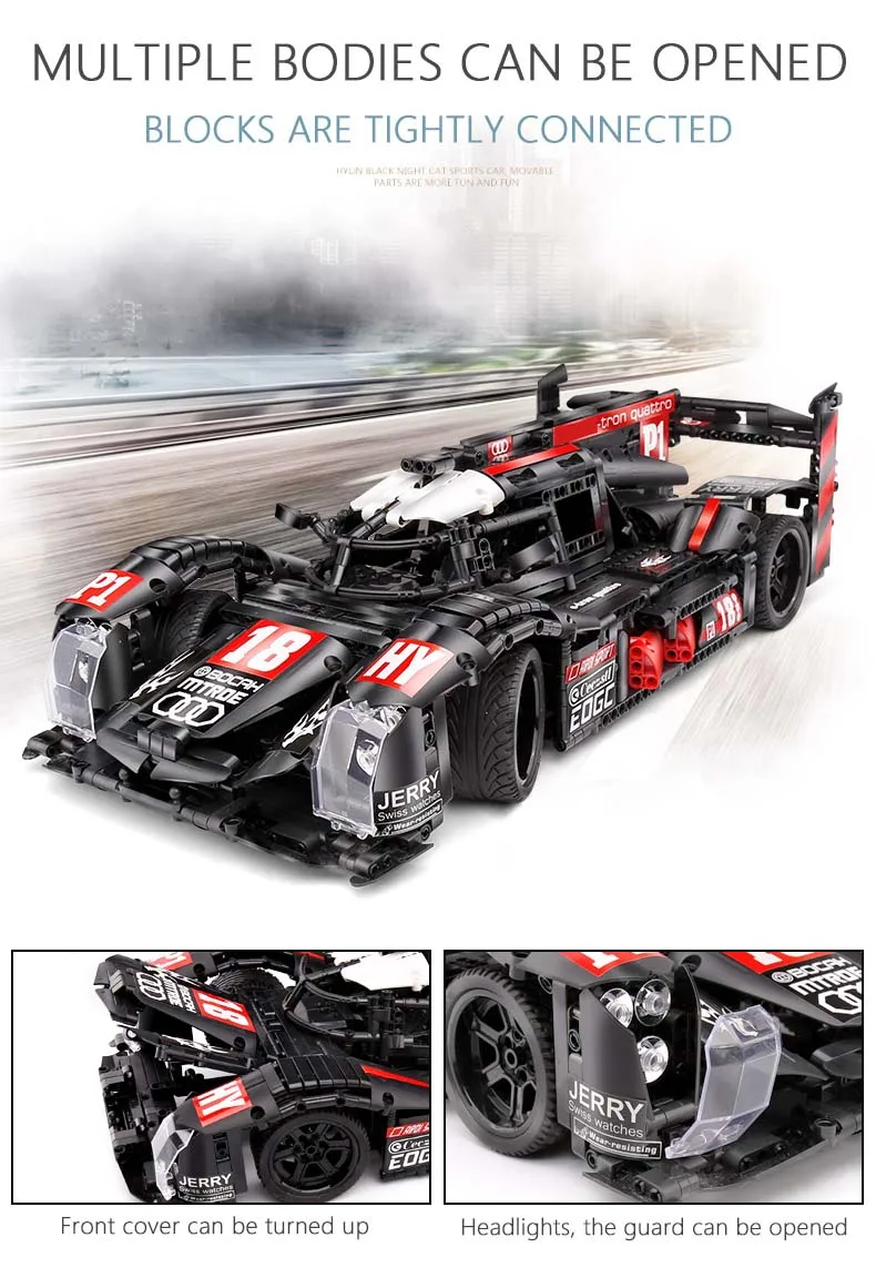 Yeshin Technic машинки черный R18 скоростной двигатель автомобиля набор RC сборки игрушечные модели автомобилей Детские Рождественские подарки строительные блоки кирпичи