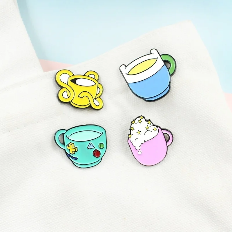Супермилая красочная эмалированная брошь в виде мультяшной чашки принцессы для