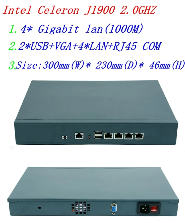 Desktop  Firewall Mikrotik Pfsense VPN Network Security Appliance Router PC Intel  J1900 Quad Core 4 LAN1000M USB VGA