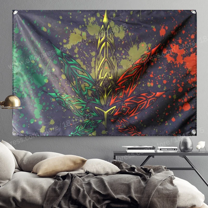 Флаг с листьями баннер из Ямаки раста регги музыка рок-группа украшение для дома