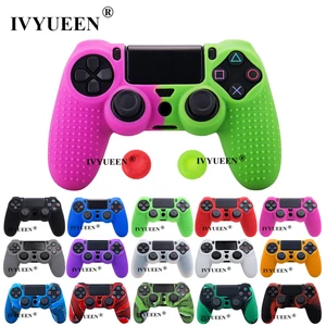 Силиконовый чехол IVYUEEN для контроллера Sony PlayStation 4 PS4 Pro Slim защитный чехол для джойстика с 2 накладками для больших пальцев