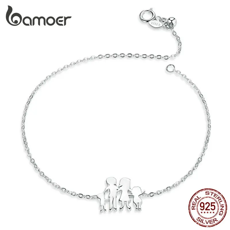 Bamoer, серебро 925, ювелирное изделие, любовь, четыре семьи, браслет на цепочке для женщин, 925 пробы, серебро, хорошее ювелирное изделие, праздничные подарки SCB164