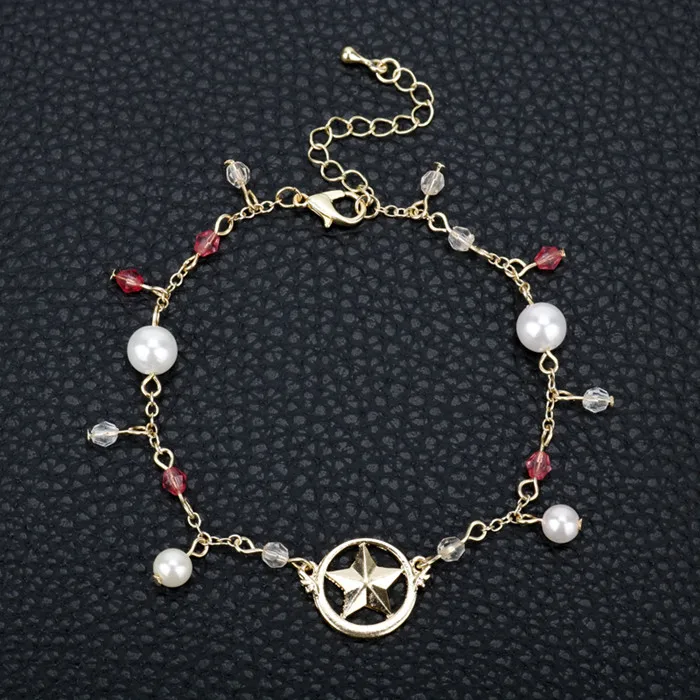 Sailor Moon очаровательный браслет мультфильм аниме Cardcaptor Сакура цветок браслеты из перламутровых бусин браслеты Косплей Подарки для женщин девочка ребенок - Окраска металла: gold