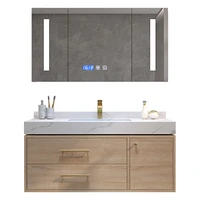 nordic modern minimalist bathroom cabinet solid wood american solid wood cabinet bathroom smart mirror cabinet wash face wash