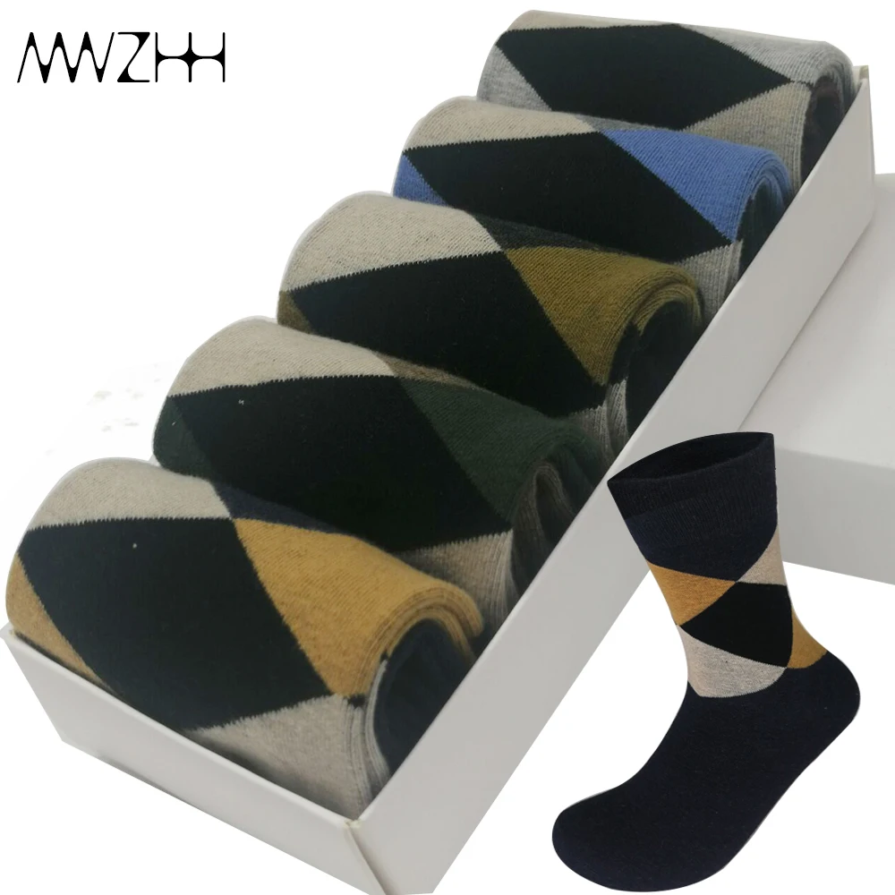 5 пар/лот высокое качество мужские хлопковые носки мягкие Алмазный бизнес Новые