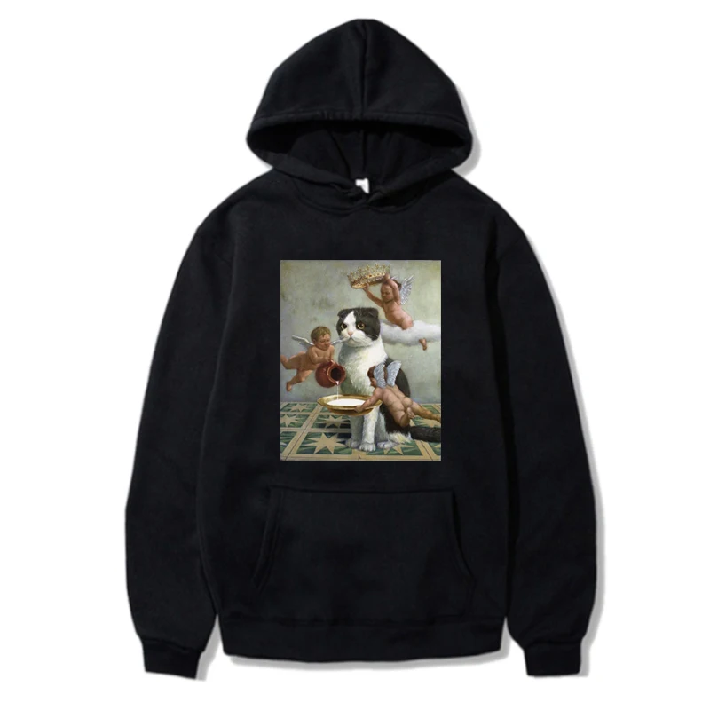 Худи с котом графической коровы в стиле ретро Мультяшные толстовки крутые